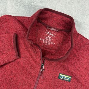 L.L. Bean Red Heather Quarter-Zip Fleece Pullover